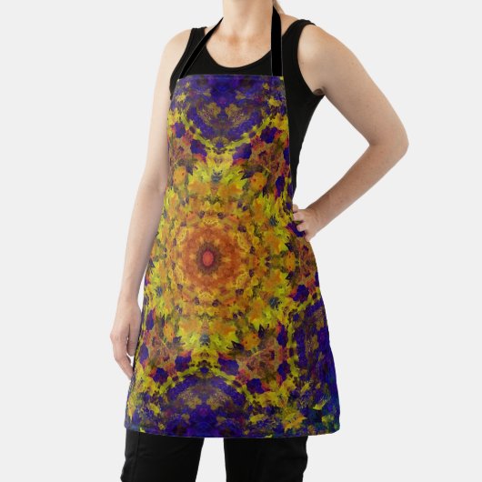 Digital Mandala Yellow Blue und Lila Schürze (InSitu)