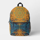 Digital Mandala Yellow Blue und Red Bedruckter Rucksack (Vorderseite)