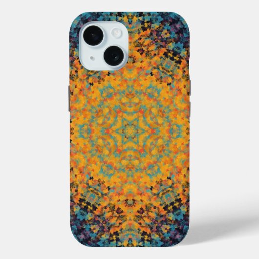 Digital Mandala Yellow Blue und Red Case-Mate iPhone Hülle (Rückseite)