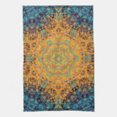 Digital Mandala Yellow Blue und Red Geschirrtuch (Vertikal)