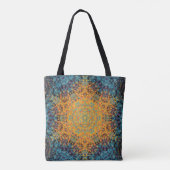 Digital Mandala Yellow Blue und Red Tasche (Rückseite)