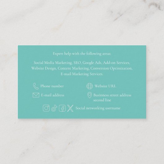 Digital Marketing Expert Business Card Template Visitenkarte (Rückseite)