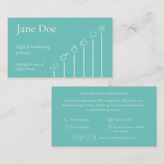 Digital Marketing Expert Business Card Template Visitenkarte (Vorne/Hinten)