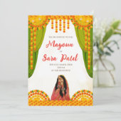 Digital Mayoun Einladung & Digital Haldi lädt ein (Stehend Vorderseite)