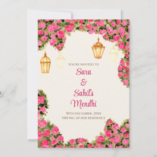 Digital Mehendi Einladung & Digital Mehndi einlade (Vorderseite)