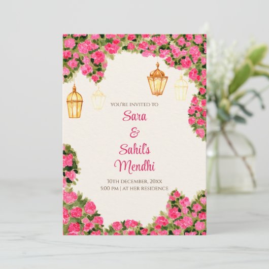 Digital Mehendi Einladung & Digital Mehndi einlade (Stehend Vorderseite)