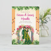 Digital Mehendi Einladung & Wedding Mehndi einlade (Stehend Vorderseite)