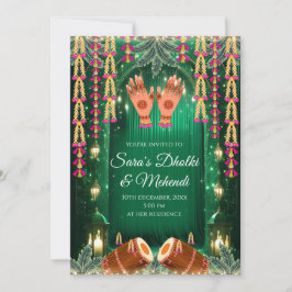 Digital Mehndi Einladungen Dholki lädt, Mehndi