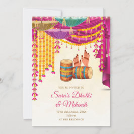 Digital Mehndi laden & Mendhi Night ein, Dholk Einladung