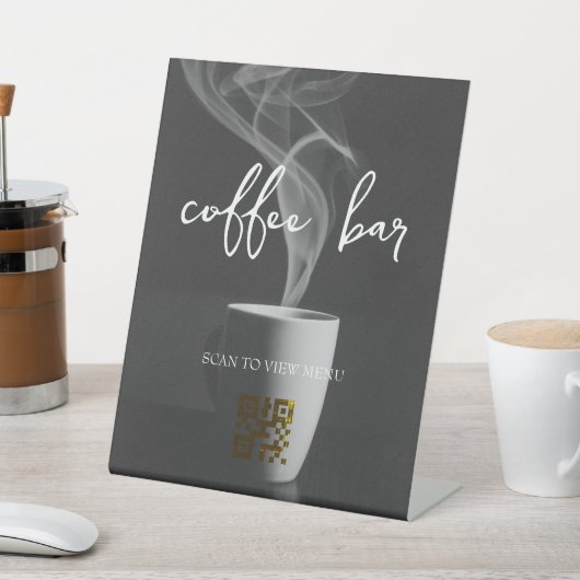 Digital-Menü mit QR-Code Sockelschild (In SItu)