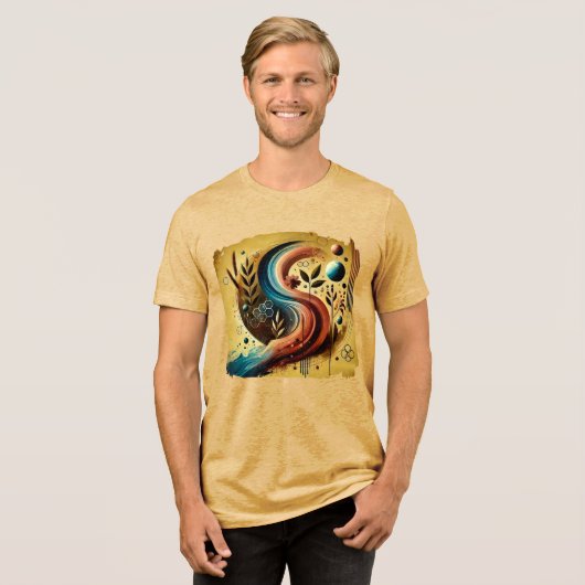 Digital Mirage - Futuristisches Abstrakt Print T-S Tri-Blend Shirt (Vorderseite voll)