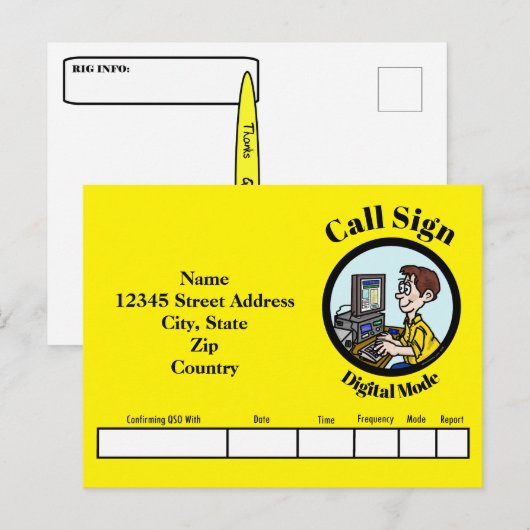 Digital Mode Ham Radio QSL Karte (Vorne/Hinten)