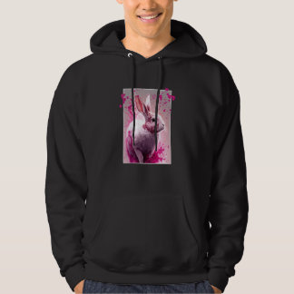 Digital modern Pink Rabbit bunny fan paint street  Hoodie