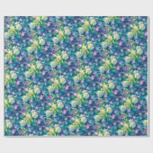 Digital Nature Floral, Daisy  Blues Geschenkpapier (Flach)