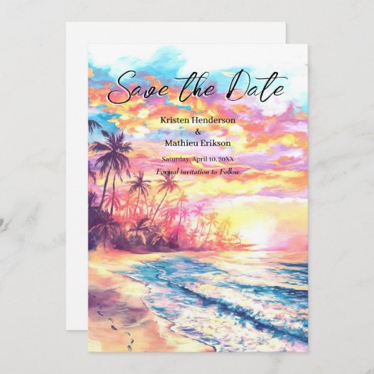 Digital Nautical Beach Wedding Save The Date (Vorne/Hinten)