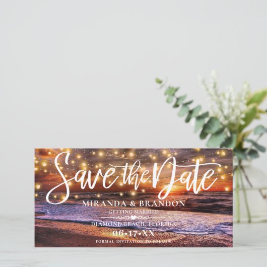 Digital Ocean Beach Save the Date Einladung (Stehend Vorderseite)