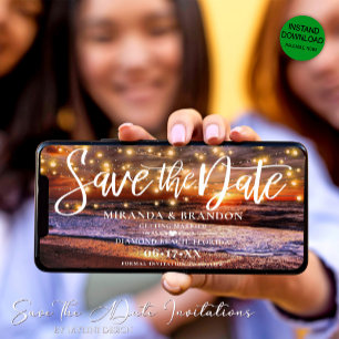 Digital Ocean Beach Save the Date Einladung