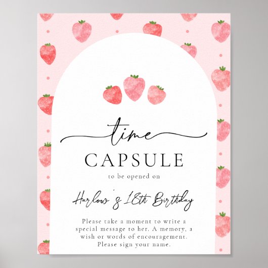 Digital-oder gedrucktes Erdbeerzeitszeichen Poster (Vorne)