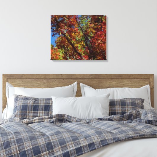 Digital Oil Painted Fall Trees Canvas Print Leinwanddruck (Insitu (Schlafzimmer))
