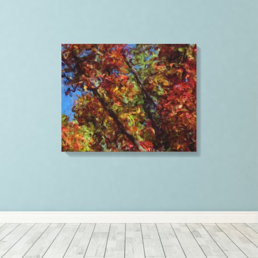 Digital Oil Painted Fall Trees Canvas Print Leinwanddruck (Insitu (Holzboden))