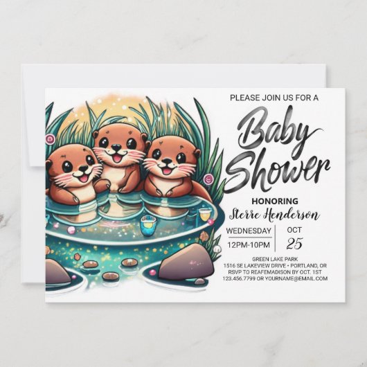 Digital Otter Joy Baby Shower Einladung (Vorderseite)