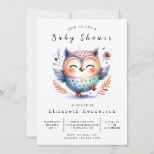 Digital Owl Babydusche mit Wasserfarbe Einladung