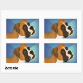 Digital Painted Brown Boxer Dog auf blauem Hinterg Rechteckiger Aufkleber (Blatt)