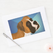 Digital Painted Brown Boxer Dog auf blauem Hinterg Rechteckiger Aufkleber (Umschlag)