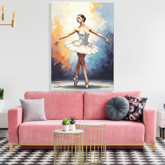 Digital Painting of a Ballerina – Elegant Dance Leinwanddruck