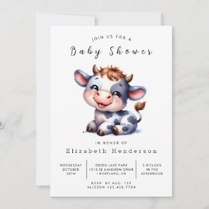 Digital Pastel Farm Cow Baby Dusche Einladung