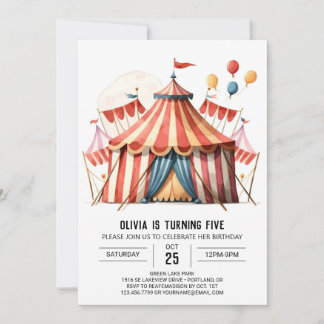 Digital Pastel Magic Circus Geburtstag Einladung