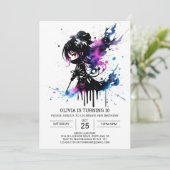 Digital Pastel Ninja Girl Geburtstag Einladung (Stehend Vorderseite)