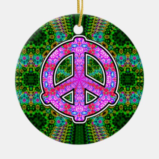 Digital Peace Sign Keramik Ornament (Vorne)
