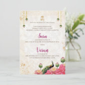 Digital Peacock Wedding Card Indische Hochzeitkart Einladung (Stehend Vorderseite)