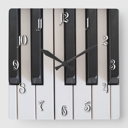 Digital piano keyboard quadratische wanduhr (Vorderseite)