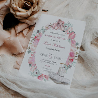 Digital Pink Ballerina Girl Einladung zum Geburtst