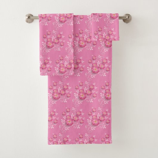 Digital Pink Blume Badehandtuch Set (Insitu)
