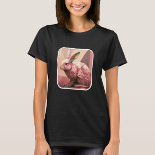 Digital Pink Rabbit Moderne, helle Pixel Tierskizz T-Shirt