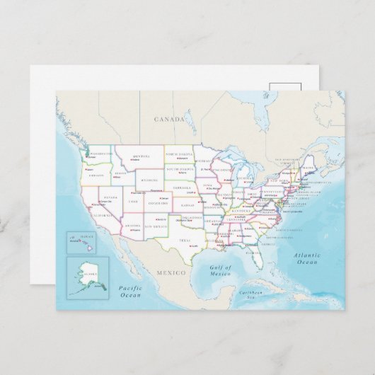 Digital political map of the United States. Postkarte (Vorne/Hinten)