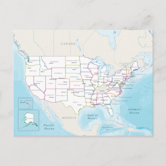 Digital political map of the United States. Postkarte (Vorderseite)