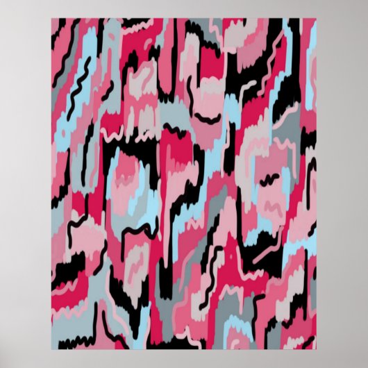 Digital Print in Rot und Schwarz Poster (Vorne)