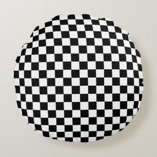 Digital Print in Schwarz/Weiß Rundes Kissen