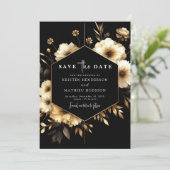 Digital Printable Gold and Black Wedding Save The Date (Stehend Vorderseite)