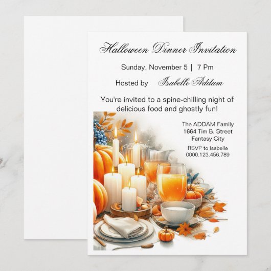 Digital & Printable Halloween Dinner Einladung (Vorne/Hinten)