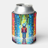 Digital Rain Cyberpunk Pixel Art Futuristic Design Dosenkühler (Kanne Vorderseite)