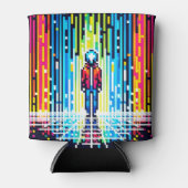 Digital Rain Cyberpunk Pixel Art Futuristic Design Dosenkühler (Vorderseite)