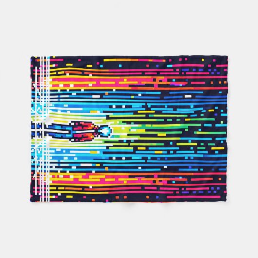 Digital Rain Cyberpunk Pixel Art Futuristic Design Fleecedecke (Vorderseite (Horizontal))