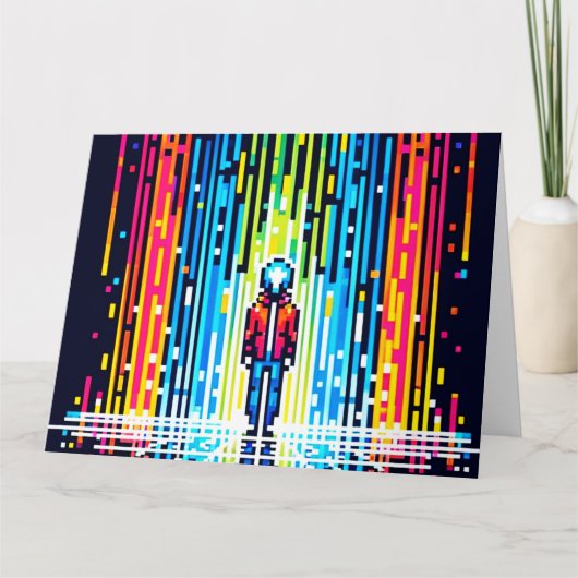 Digital Rain Cyberpunk Pixel Art Futuristic Design Karte (Vorderseite)