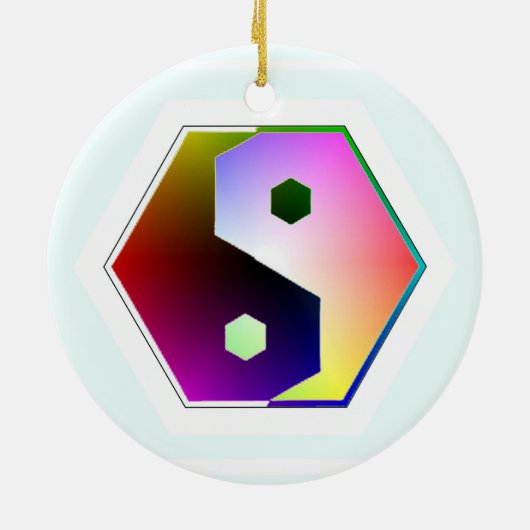 Digital Rainbow Yin Yang Keramik Ornament (Hinten)