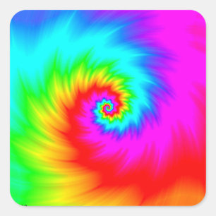 Digital-Regenbogen-Spirale Quadratischer Aufkleber